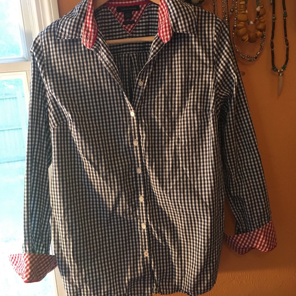 Tommy Hilfiger Red and Blue Gingham Button-down